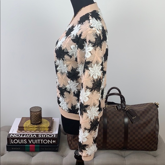 Lucy Paris Lace Bomber Jacket Blush Pink & Black S - Picture 7 of 11